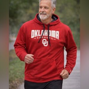 Champion OKLAHOMA Sooners Adult Crimson Long Sleeve Hoodie Sweater Pullover Sz L
